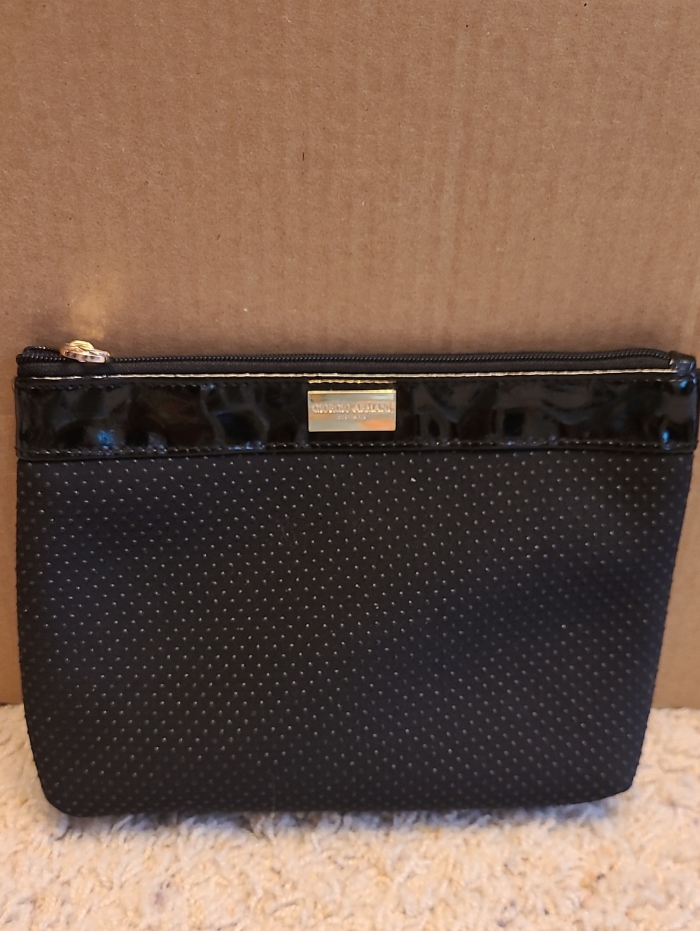 Giorgio Armani Black Women’s Zip Pouch Clutch - Quilted Texture